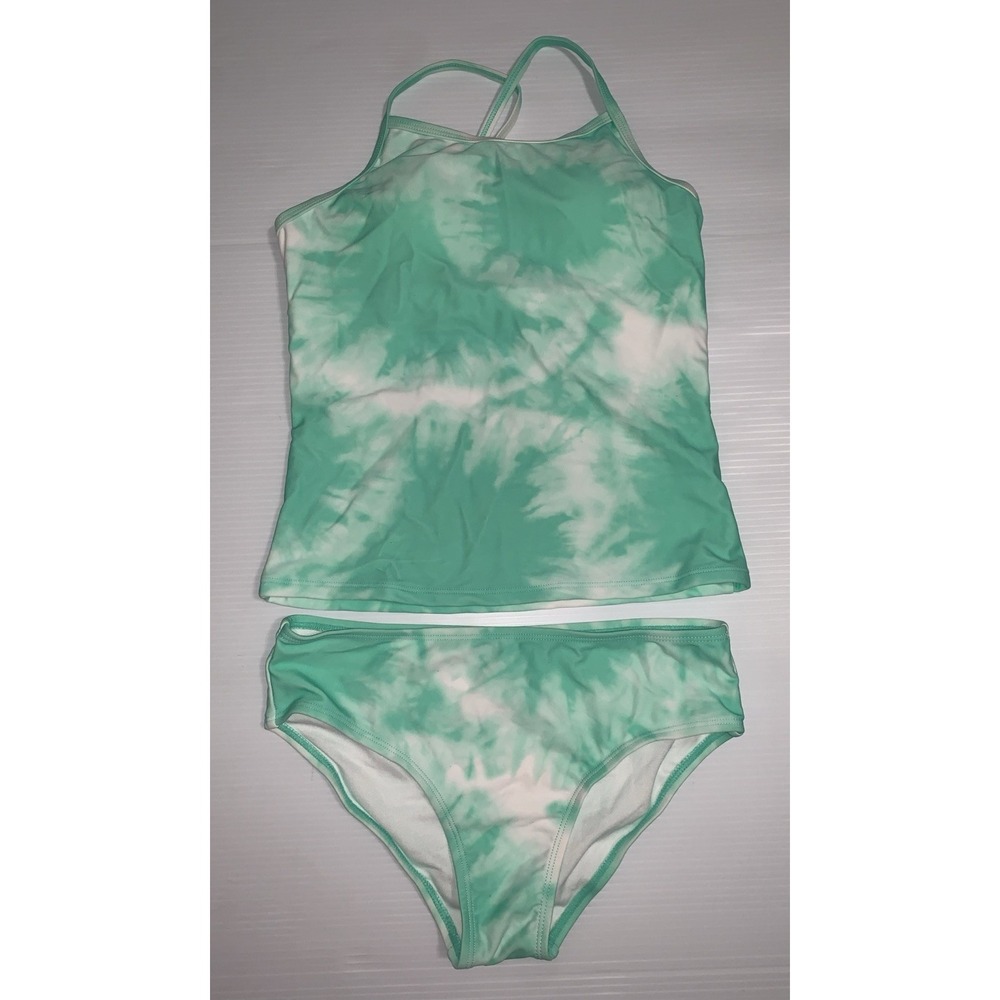 Kanu Surf Girls Beach Sport 2-pc UPF 50+‎ Tankini Swimsuit Green Size 14 NEW